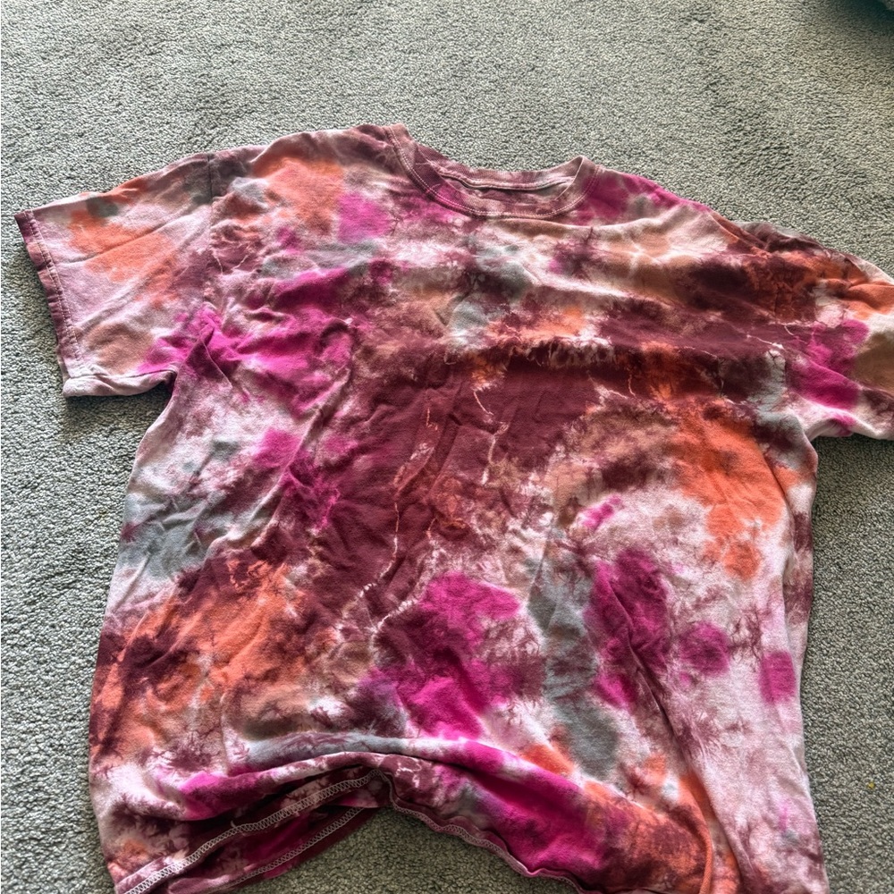 Urban Outfitters Urban Renewal Tie-Dye T-Shirt - Pink and Orange